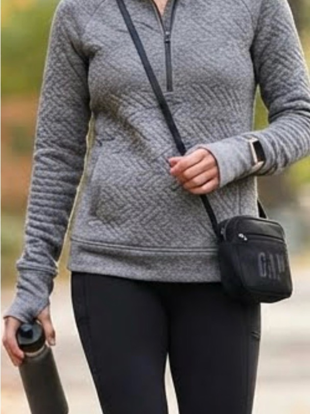 GapFit Quilted Jacquard Half-Zip Pullover Gray SZ Large/Tall
